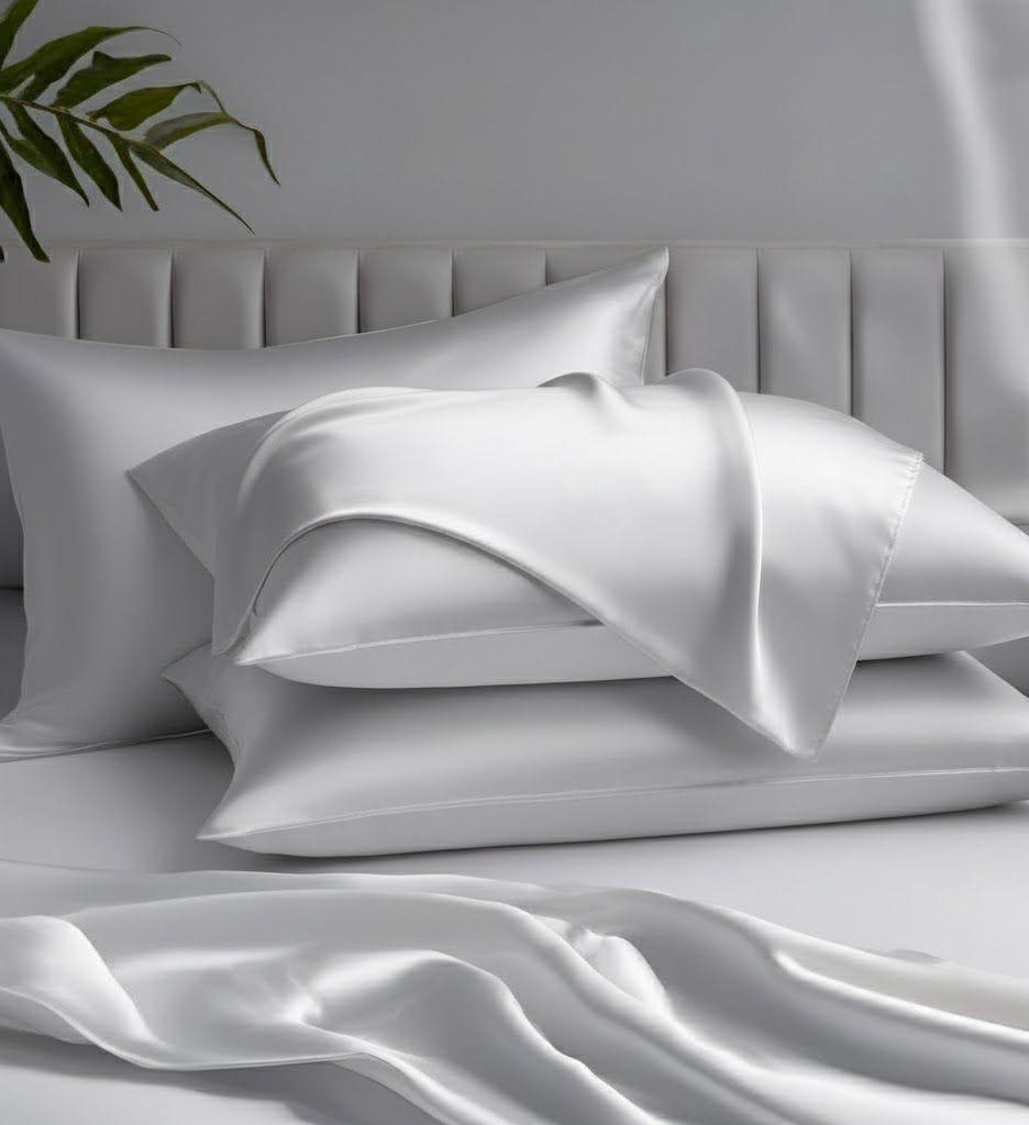 Silver color satin silk pillowcase