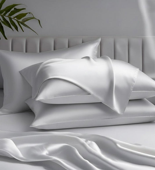 Silver color satin silk pillowcase